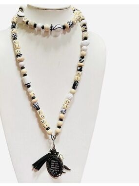 Plunder Teacher Alphabet Necklace/Lanyard, Wood Bead 42”